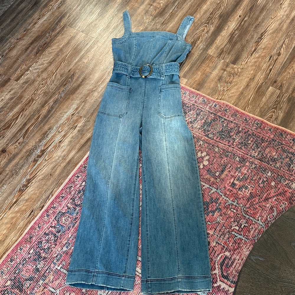 Pilcro Blue Denim Overalls with Belt